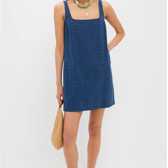 Pomander Place Textured Windowpane Denim Cassie Dress Size S NWT - Picture 1 of 3